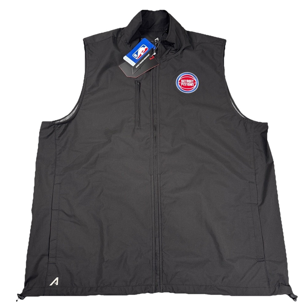 New Detroit Pistons Antigua WindBreaker Brisk‎ Full-Zip Vest - Black - Mens L